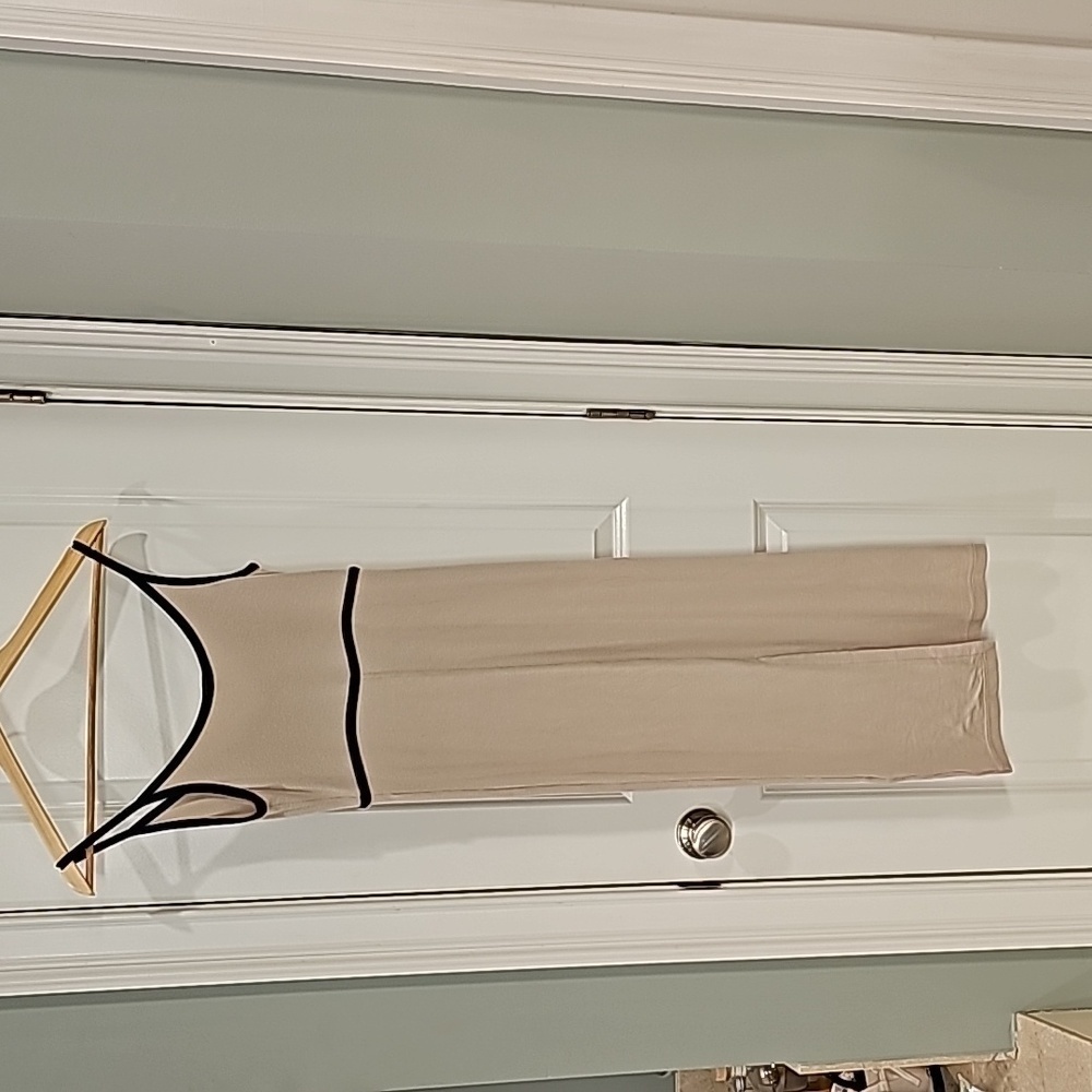 ATM Anthony Thomas Melillo Tan Modal Rib Cami Dress with Black Contrast Trim-XS - Picture 8 of 12